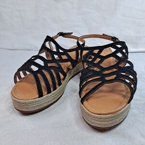 Bella Vita Sandals Platform Gladiator Black Suede Leather Espadrilles Sz 12W